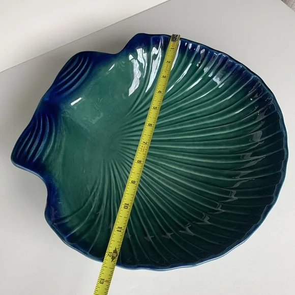 Olfaire Pottery 12” Blue Green Shell Bowl - Picture 10 of 11